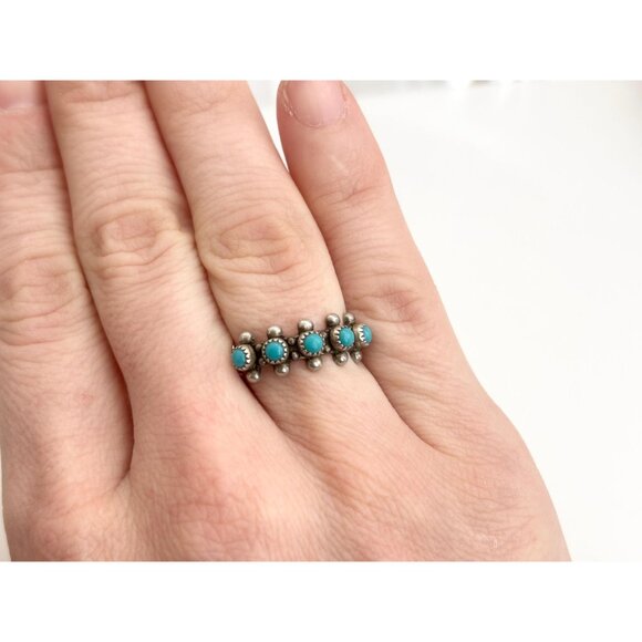 Zuni Pueblo Bell Trading Post Sterling Silver Turquoise Vintage Ring - sz 6 - Picture 11 of 11